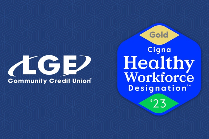 Gold Cigna Healthy Workforce Designation badge next to LGE logo