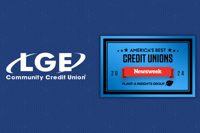 LGE logo with Americas Best Credit Unions 2024 Newsweek logo