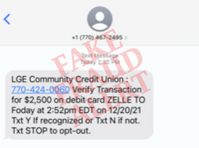Fake fraud alert sample text message